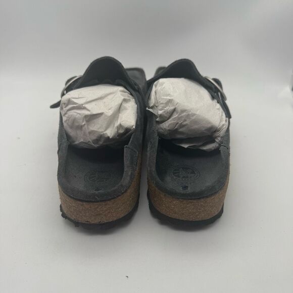 Birkenstock Shoes Womens 38 US 7 Buckley Suede Leather Navy Slip On Mule Clogs - Picture 4 of 7